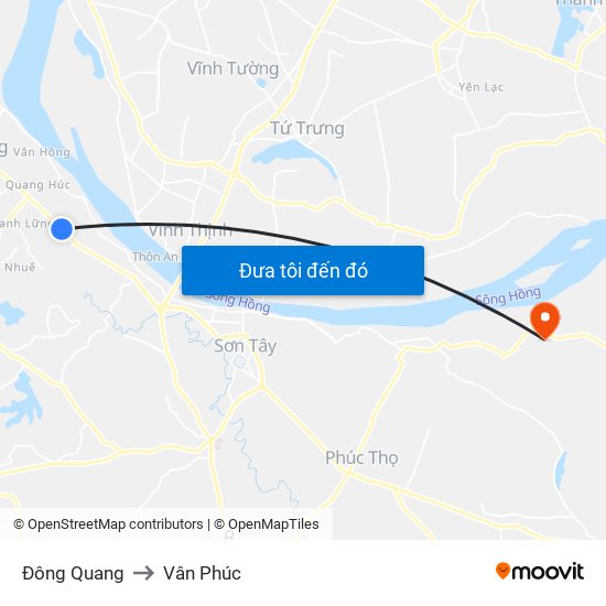Đông Quang to Vân Phúc map