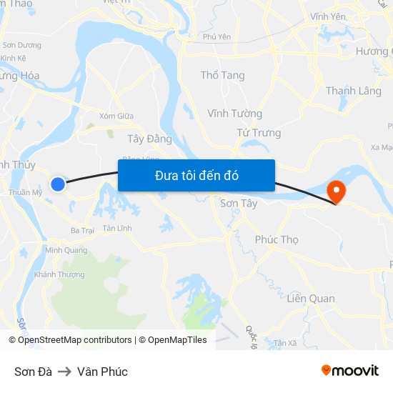 Sơn Đà to Vân Phúc map