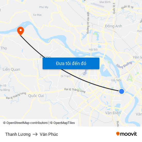 Thanh Lương to Vân Phúc map
