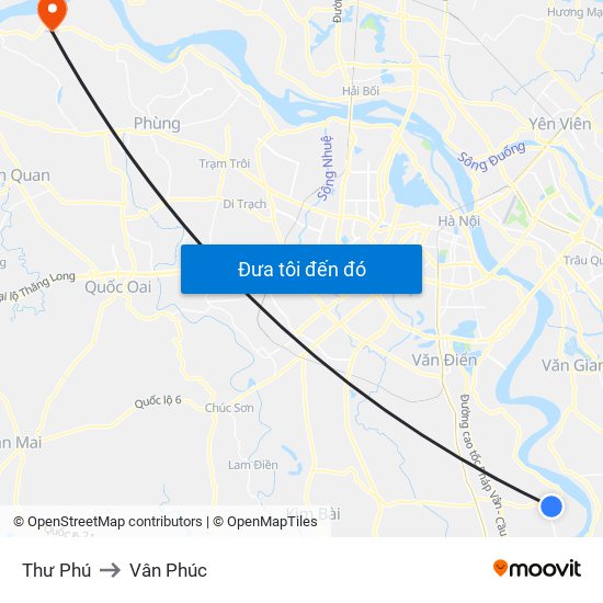 Thư Phú to Vân Phúc map