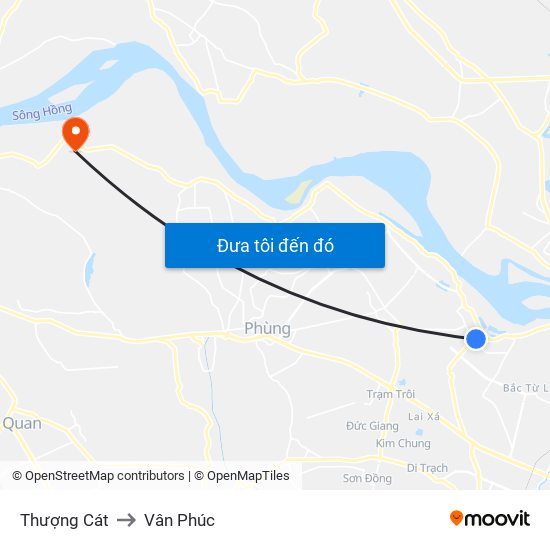 Thượng Cát to Vân Phúc map