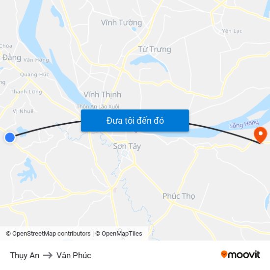 Thụy An to Vân Phúc map