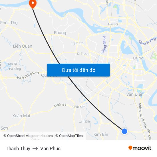 Thanh Thùy to Vân Phúc map