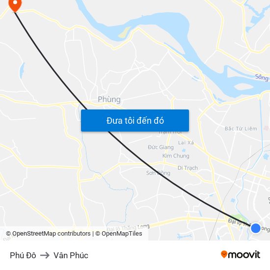 Phú Đô to Vân Phúc map