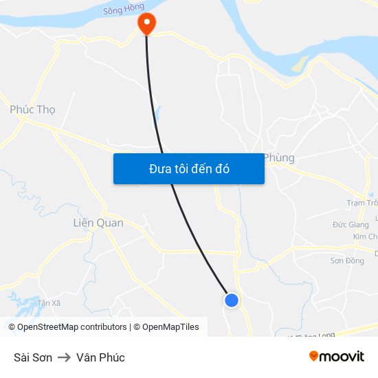Sài Sơn to Vân Phúc map
