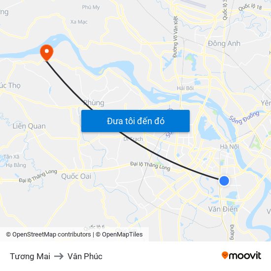 Tương Mai to Vân Phúc map