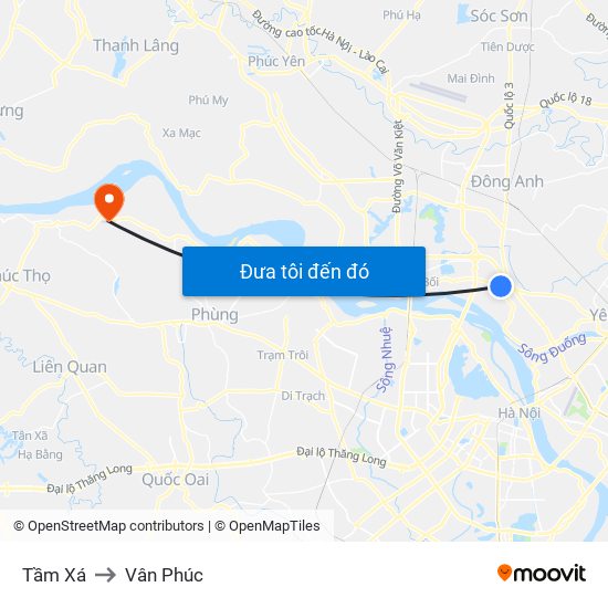 Tầm Xá to Vân Phúc map