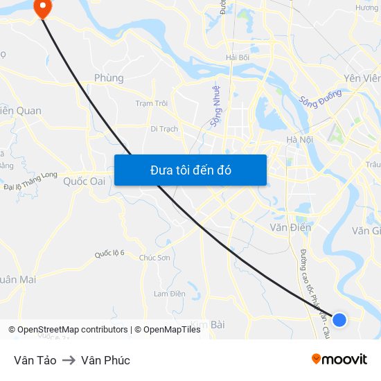 Vân Tảo to Vân Phúc map