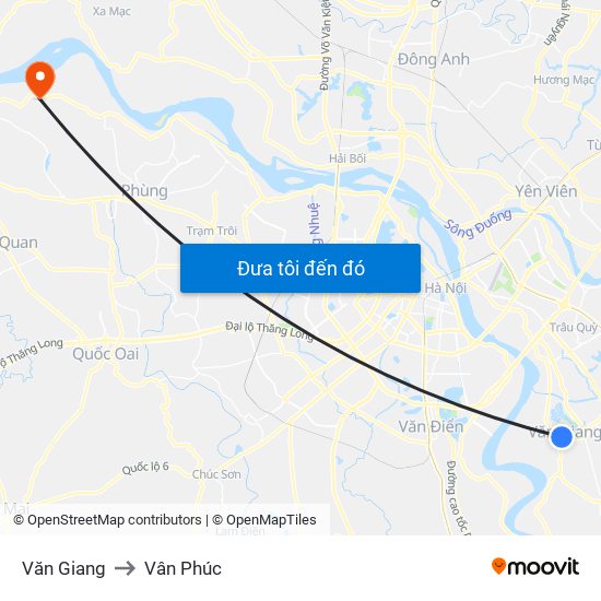 Văn Giang to Vân Phúc map