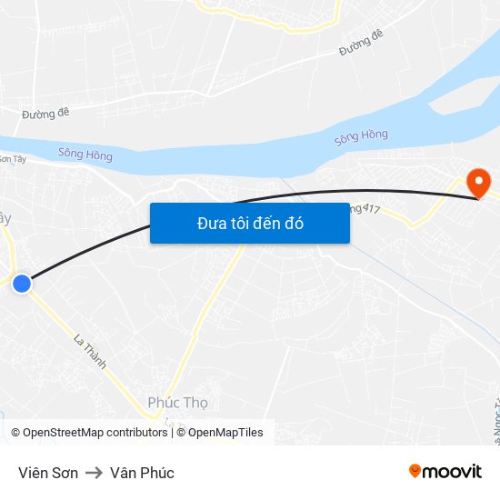 Viên Sơn to Vân Phúc map
