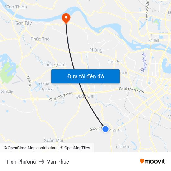 Tiên Phương to Vân Phúc map