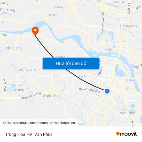 Trung Hoà to Vân Phúc map