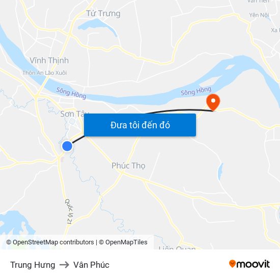 Trung Hưng to Vân Phúc map