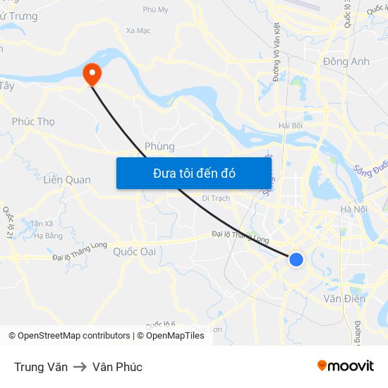 Trung Văn to Vân Phúc map