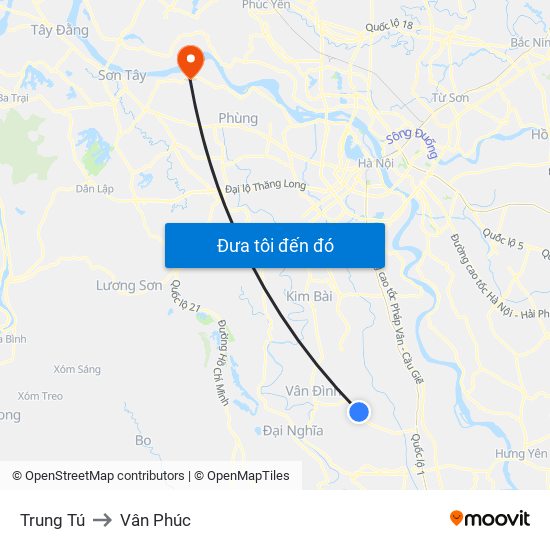 Trung Tú to Vân Phúc map