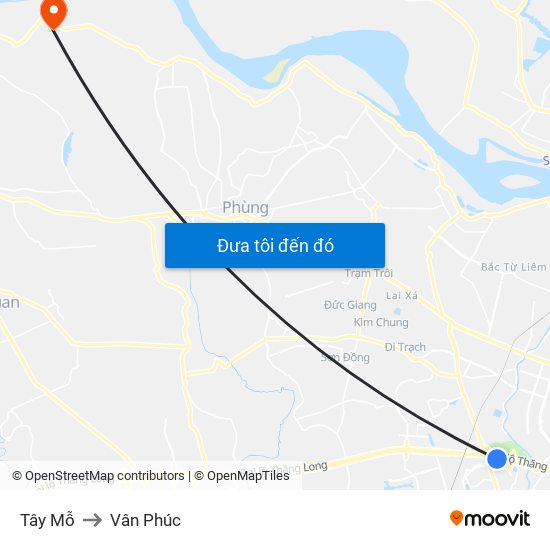 Tây Mỗ to Vân Phúc map