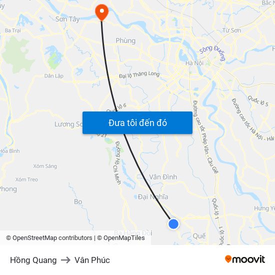 Hồng Quang to Vân Phúc map