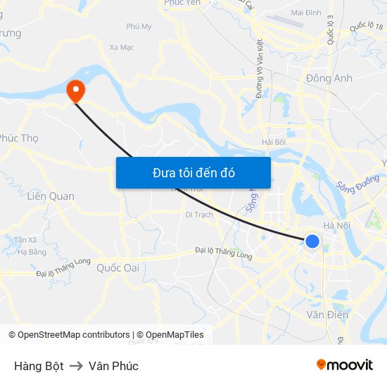 Hàng Bột to Vân Phúc map