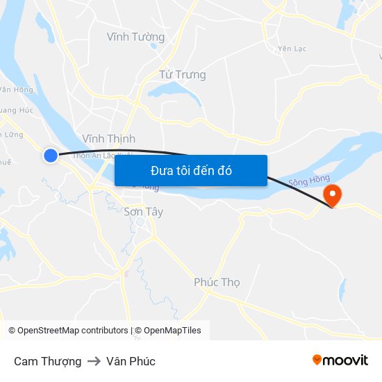 Cam Thượng to Vân Phúc map