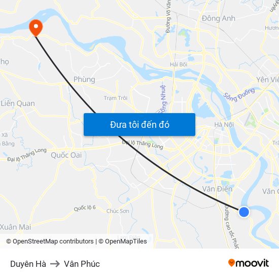 Duyên Hà to Vân Phúc map