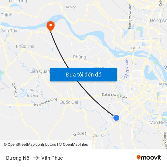 Dương Nội to Vân Phúc map