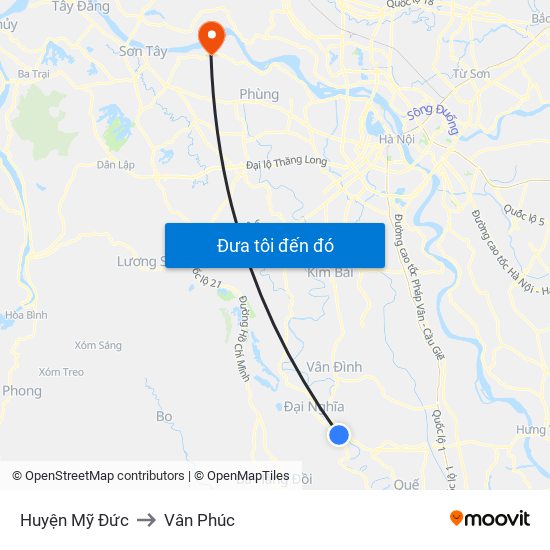 Huyện Mỹ Đức to Vân Phúc map