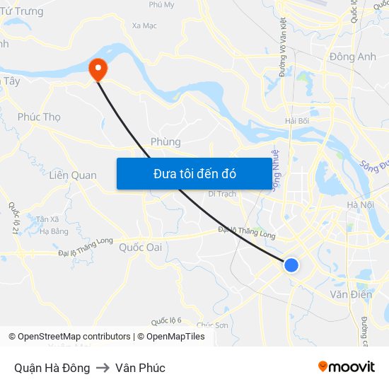 Quận Hà Đông to Vân Phúc map