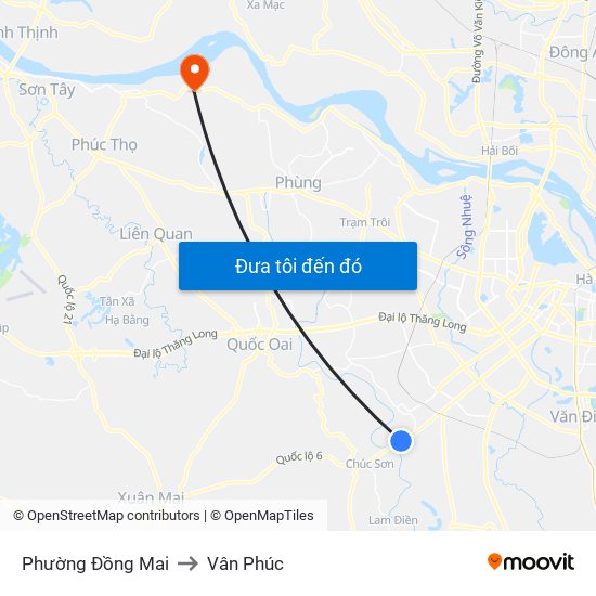 Phường Đồng Mai to Vân Phúc map