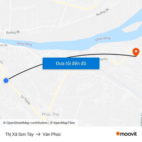 Thị Xã Sơn Tây to Vân Phúc map