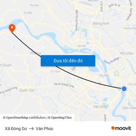 Xã Đông Dư to Vân Phúc map