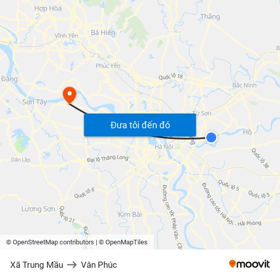 Xã Trung Mầu to Vân Phúc map