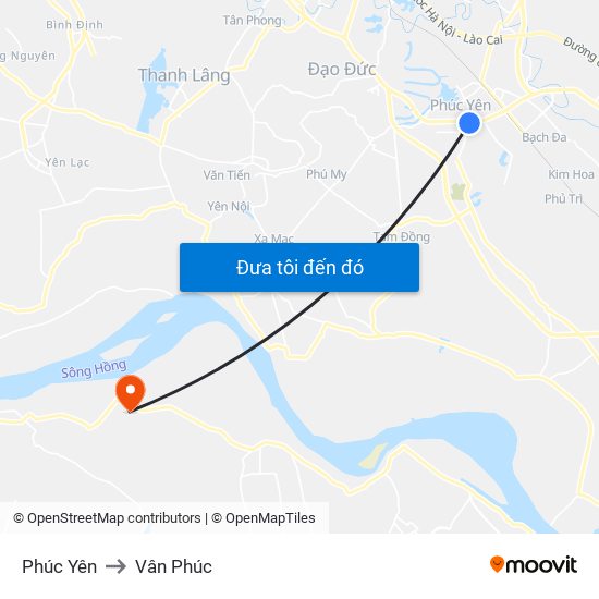 Phúc Yên to Vân Phúc map
