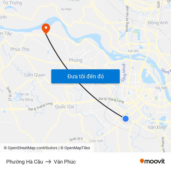 Phường Hà Cầu to Vân Phúc map