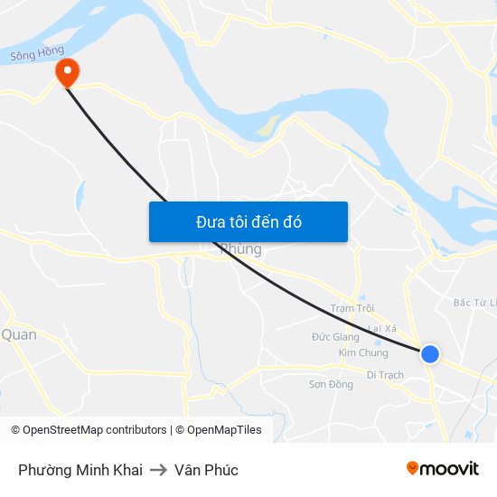 Phường Minh Khai to Vân Phúc map