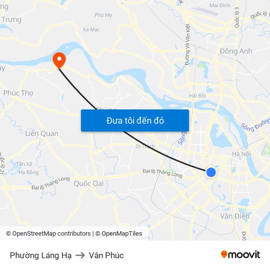 Phường Láng Hạ to Vân Phúc map