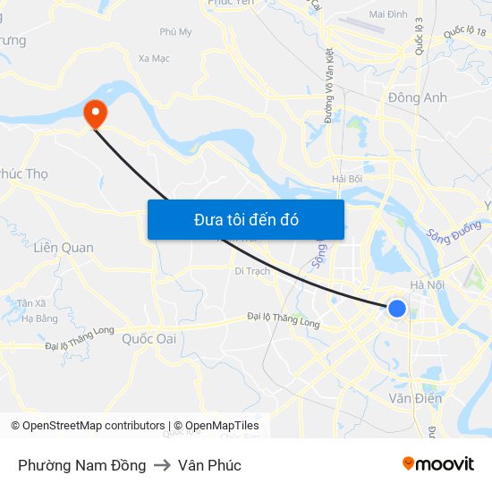 Phường Nam Đồng to Vân Phúc map