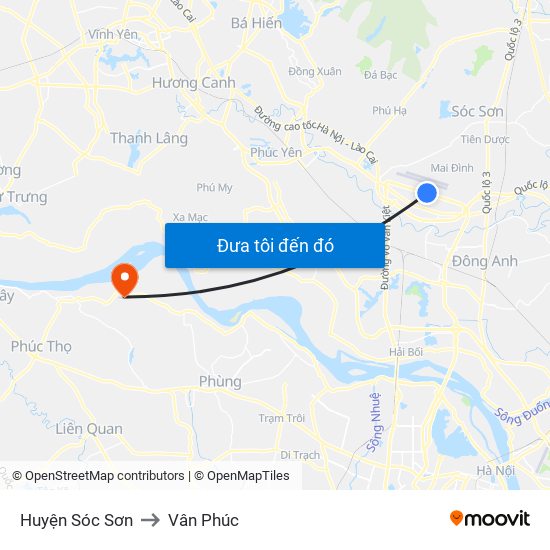 Huyện Sóc Sơn to Vân Phúc map