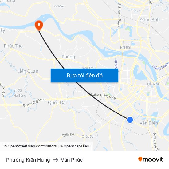 Phường Kiến Hưng to Vân Phúc map