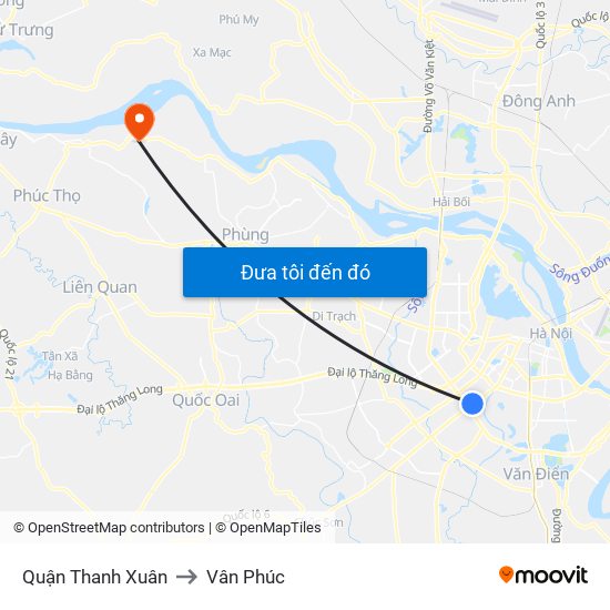 Quận Thanh Xuân to Vân Phúc map
