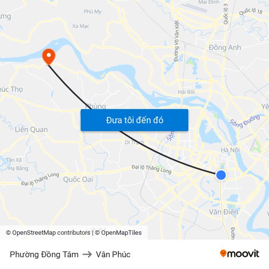 Phường Đồng Tâm to Vân Phúc map