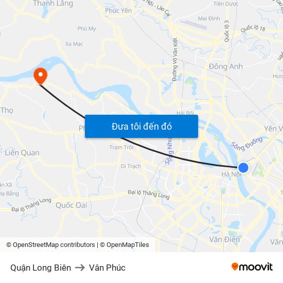 Quận Long Biên to Vân Phúc map