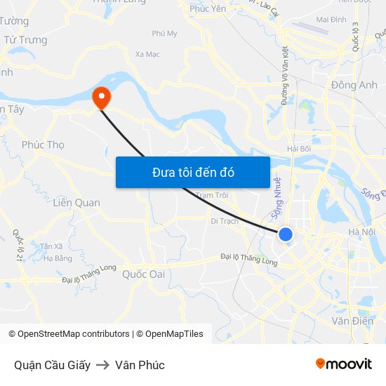 Quận Cầu Giấy to Vân Phúc map