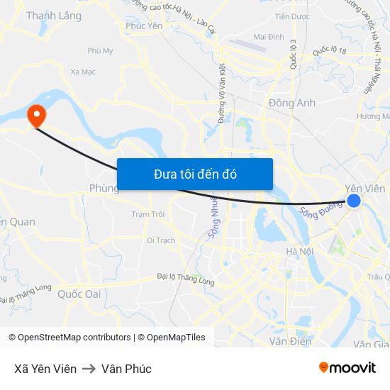 Xã Yên Viên to Vân Phúc map