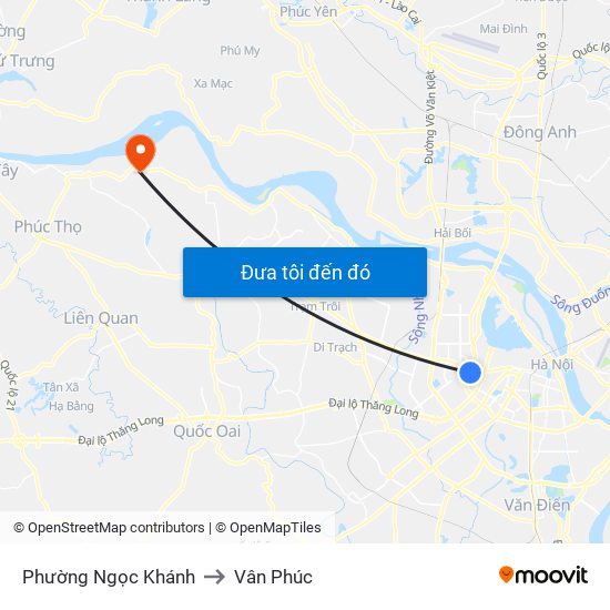Phường Ngọc Khánh to Vân Phúc map