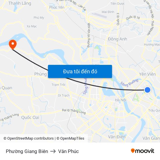 Phường Giang Biên to Vân Phúc map