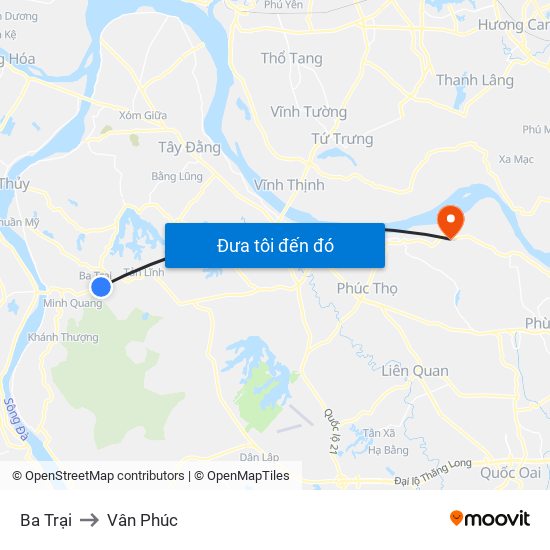 Ba Trại to Vân Phúc map