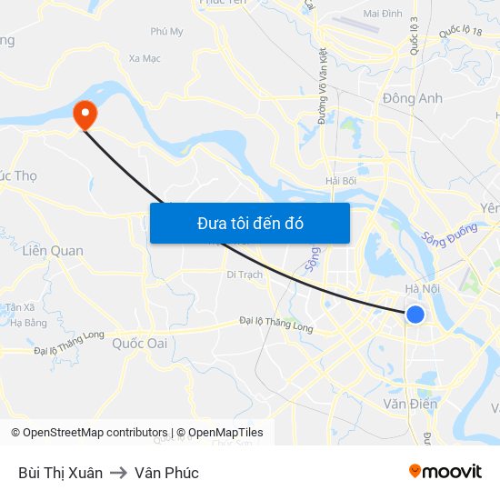 Bùi Thị Xuân to Vân Phúc map