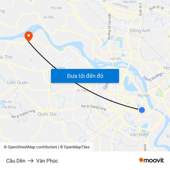 Cầu Dền to Vân Phúc map