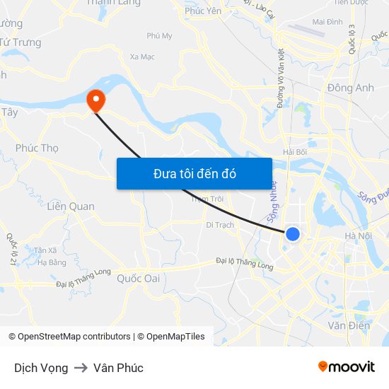 Dịch Vọng to Vân Phúc map