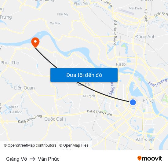 Giảng Võ to Vân Phúc map